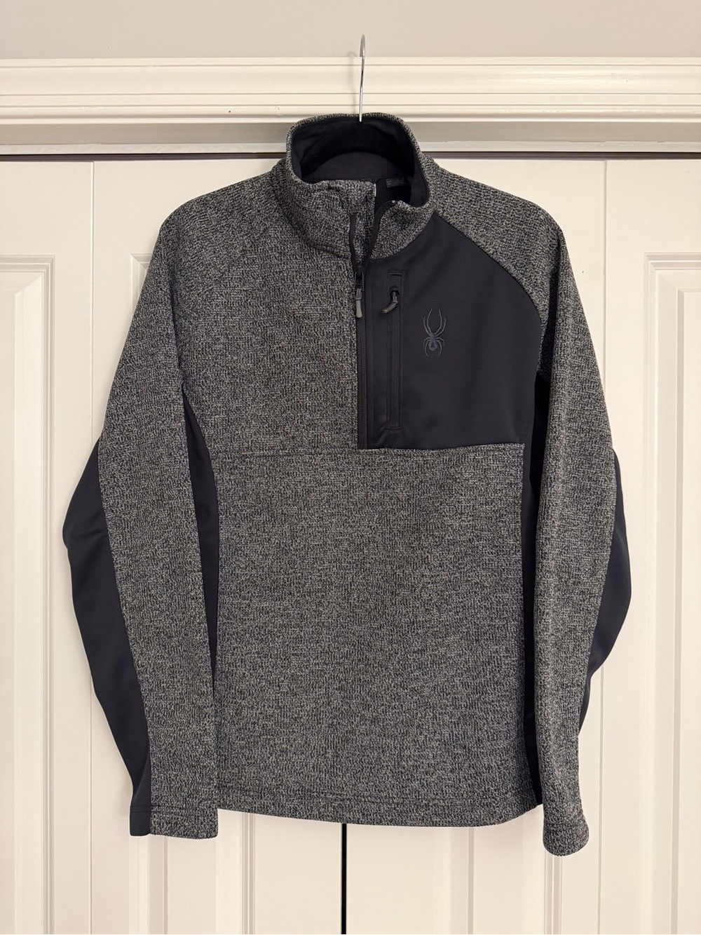 Spyder Men’s Quarter Zip Pullover Gray Black Fleece Ski Performance